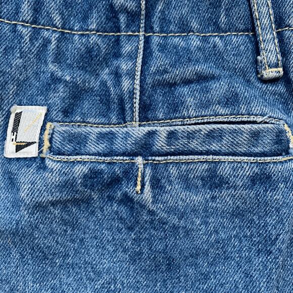 Vintage High Waist Baggy Barrel Jeans Pleated Tapered 80s 90s Medium Wash 25 - Picture 8 of 9